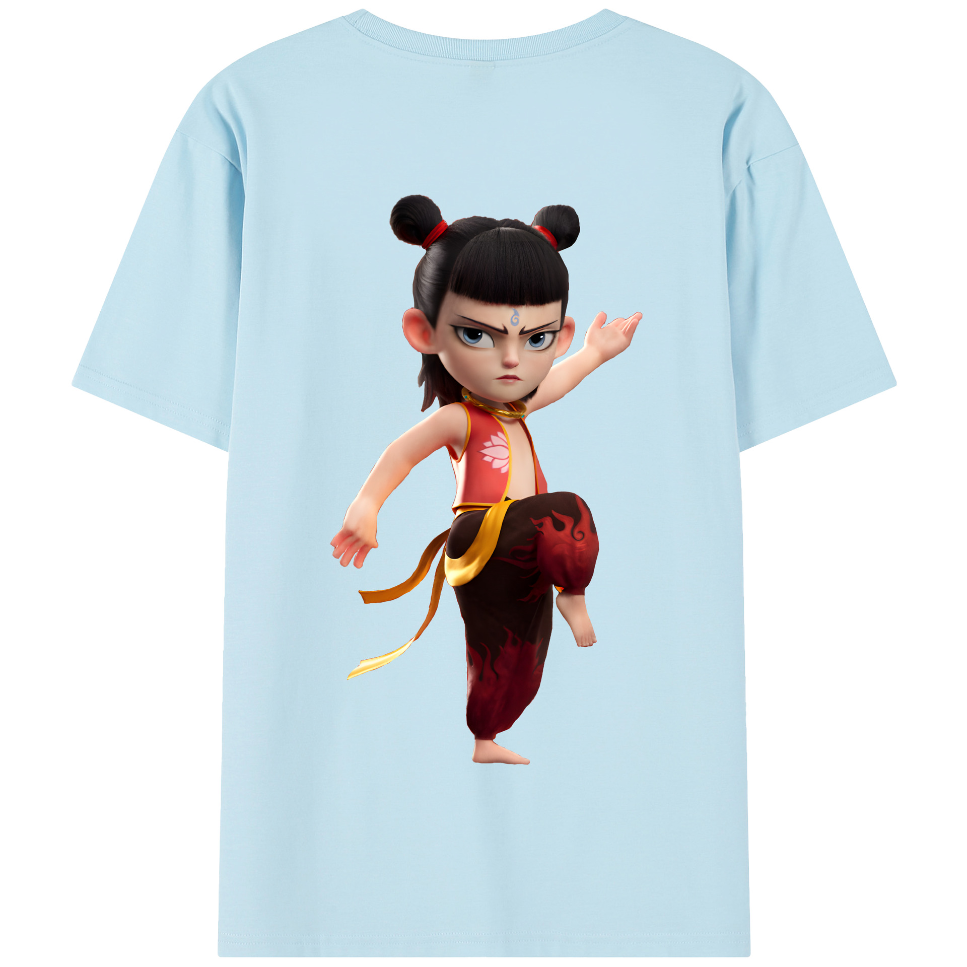 （画像用） Ne Zha 2 ナタ 魔童の大暴れ 綿100％半袖Tシャツ（背面プリント）